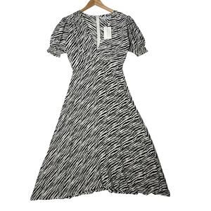 NWT Faithfull The Brand Marie Louise Midi Dress Blance Animal Print sz 2/XS Boho